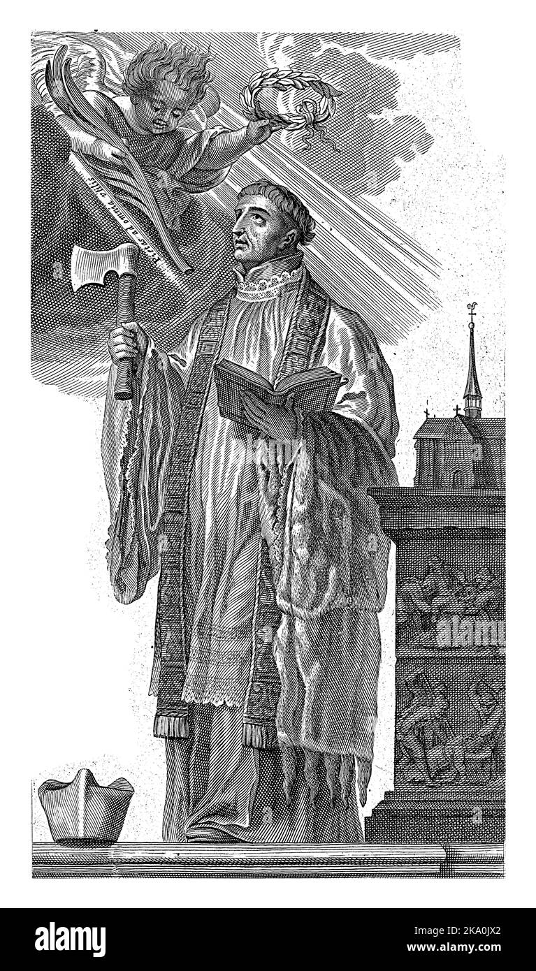 Saint Peter of Kalmpthout, Michel Natalis, after Abraham van Diepenbeeck, 1620 - 1668 Saint Peter of Kalmpthout, dressed in Premonstratensian clothing Stock Photo
