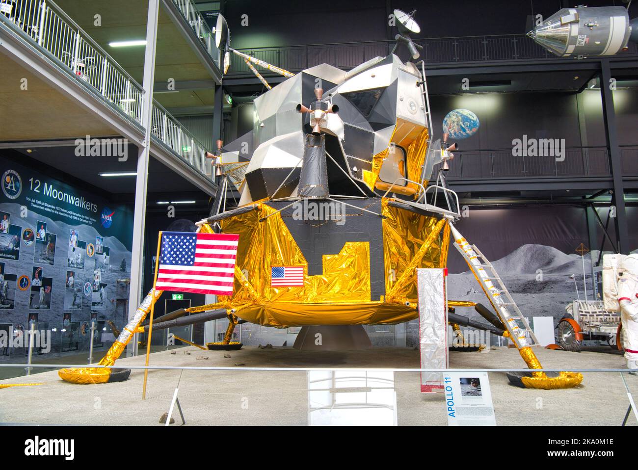 SPEYER, GERMANY - OCTOBER 2022: american US yellow Lunar landing craft APOLLO 11 1969 in the Technikmuseum Speyer. Stock Photo