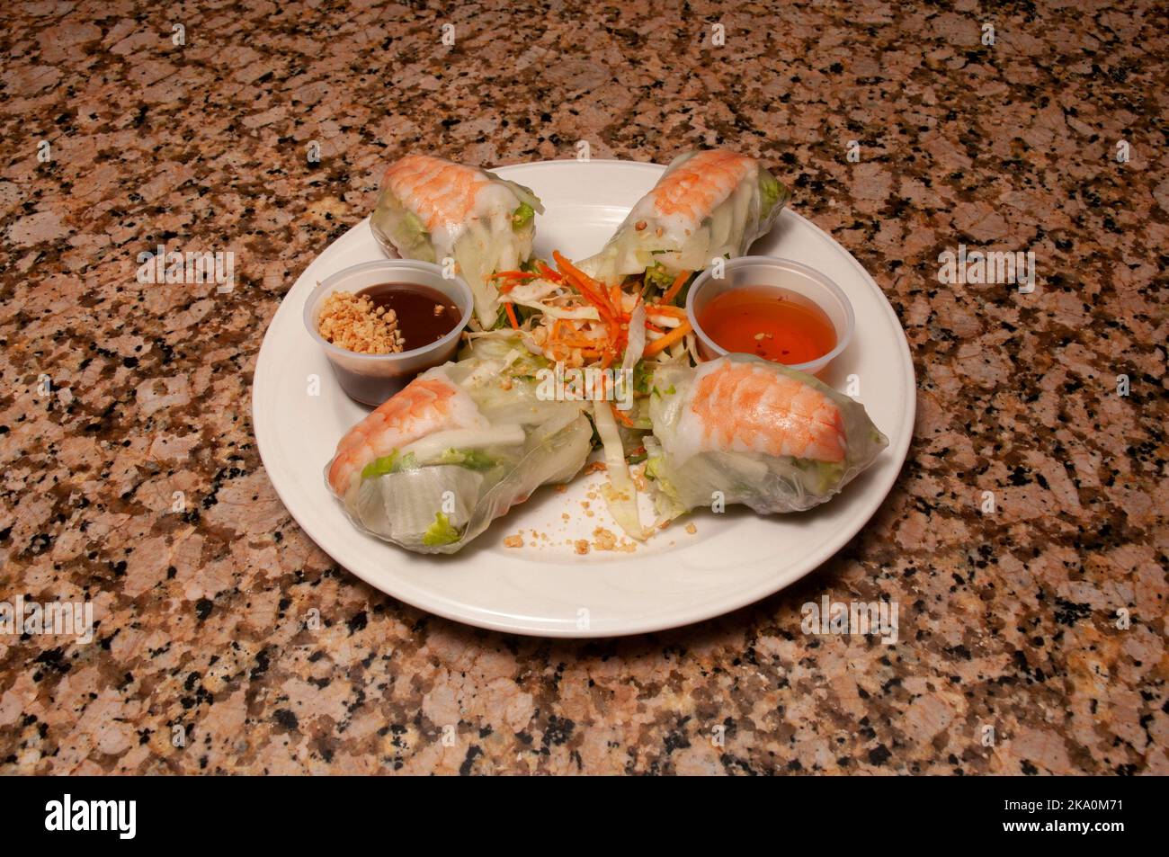 Delicious Chinese dish known as shrimp salad rolls Stock Photo - Alamy