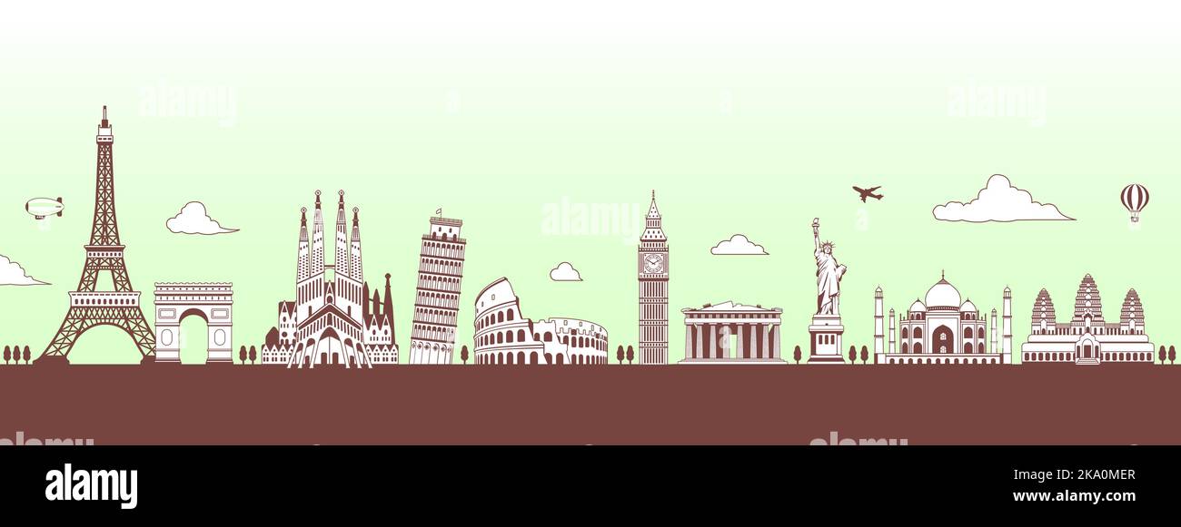 World heritage / famous landmark buildings vector illustration ( side ...