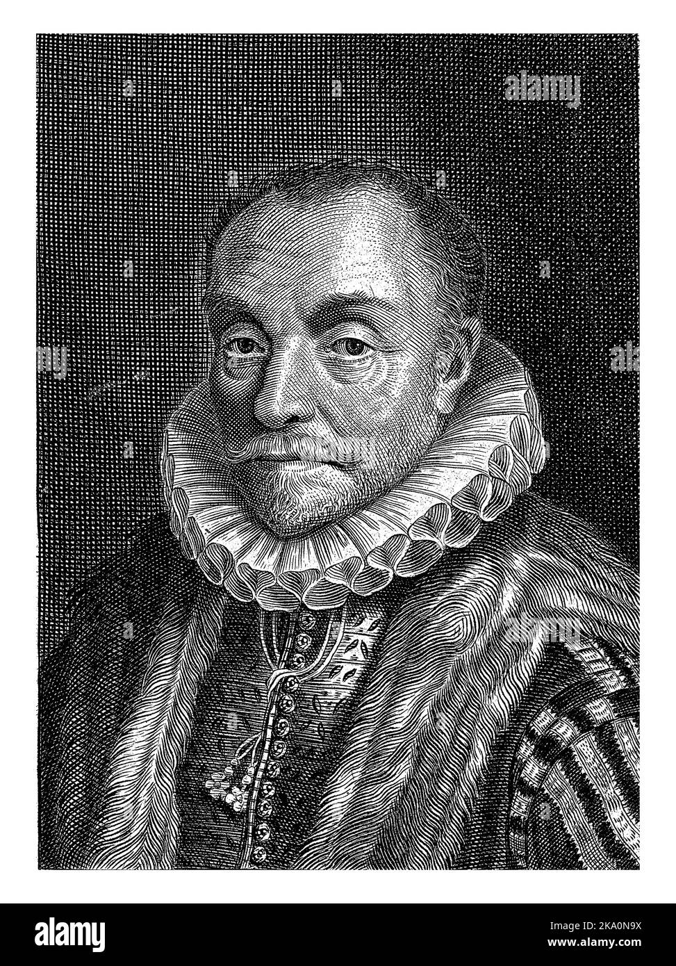 Portrait of William I, Prince of Orange. Below the portrait is a verse of six lines in Dutch by G. Brandt. Stock Photo