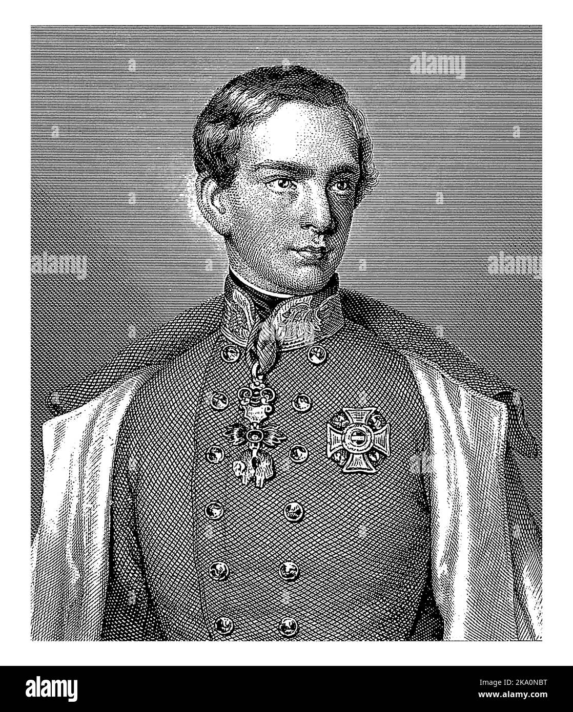 Portrait of Franz Joseph I Charles, Emperor of Austria, Johann Georg Nordheim, 1840 - 1855 Stock Photo