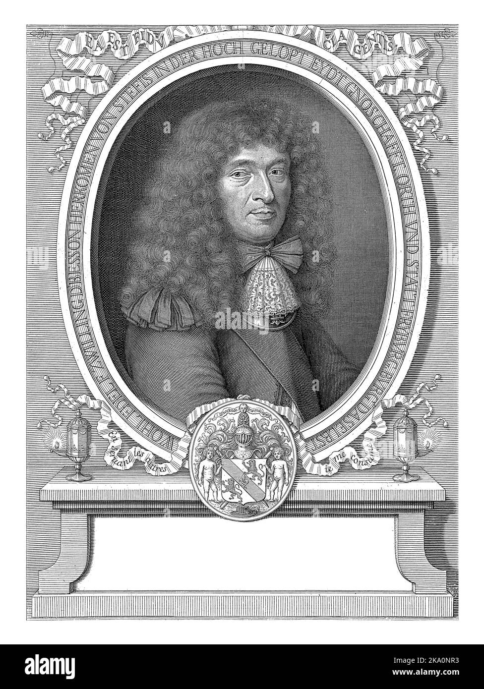 Portrait of Francois Zwilling de Besson at the age of 46, Pieter van Schuppen, 1676 Stock Photo