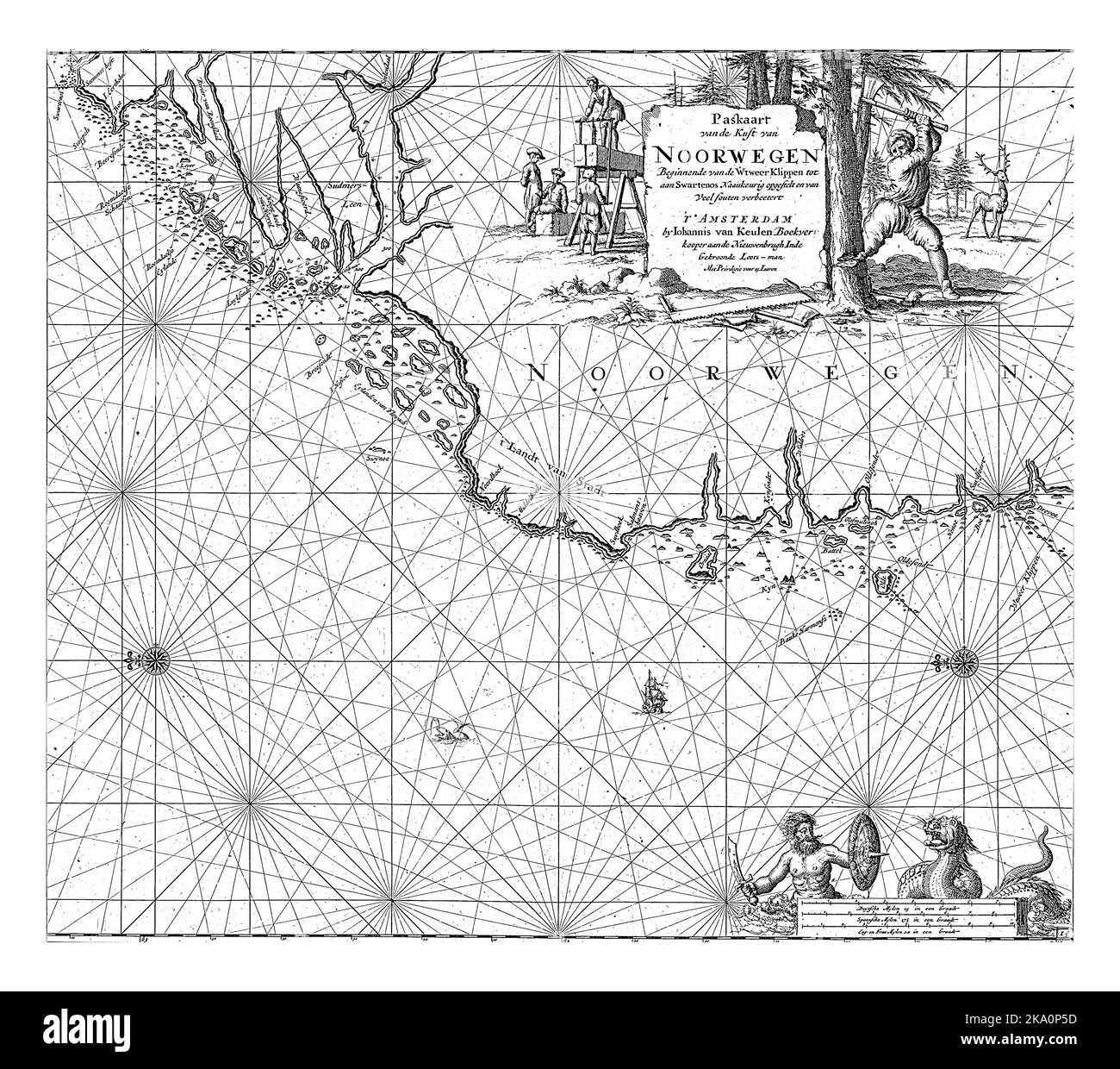 Passport map of a section of the - Passport Map Of A Section Of The West Coast Of Norway With Two Compass Roses North Is On The Left Top Right A Cartouche With The Title And Address 2KA0P5D 