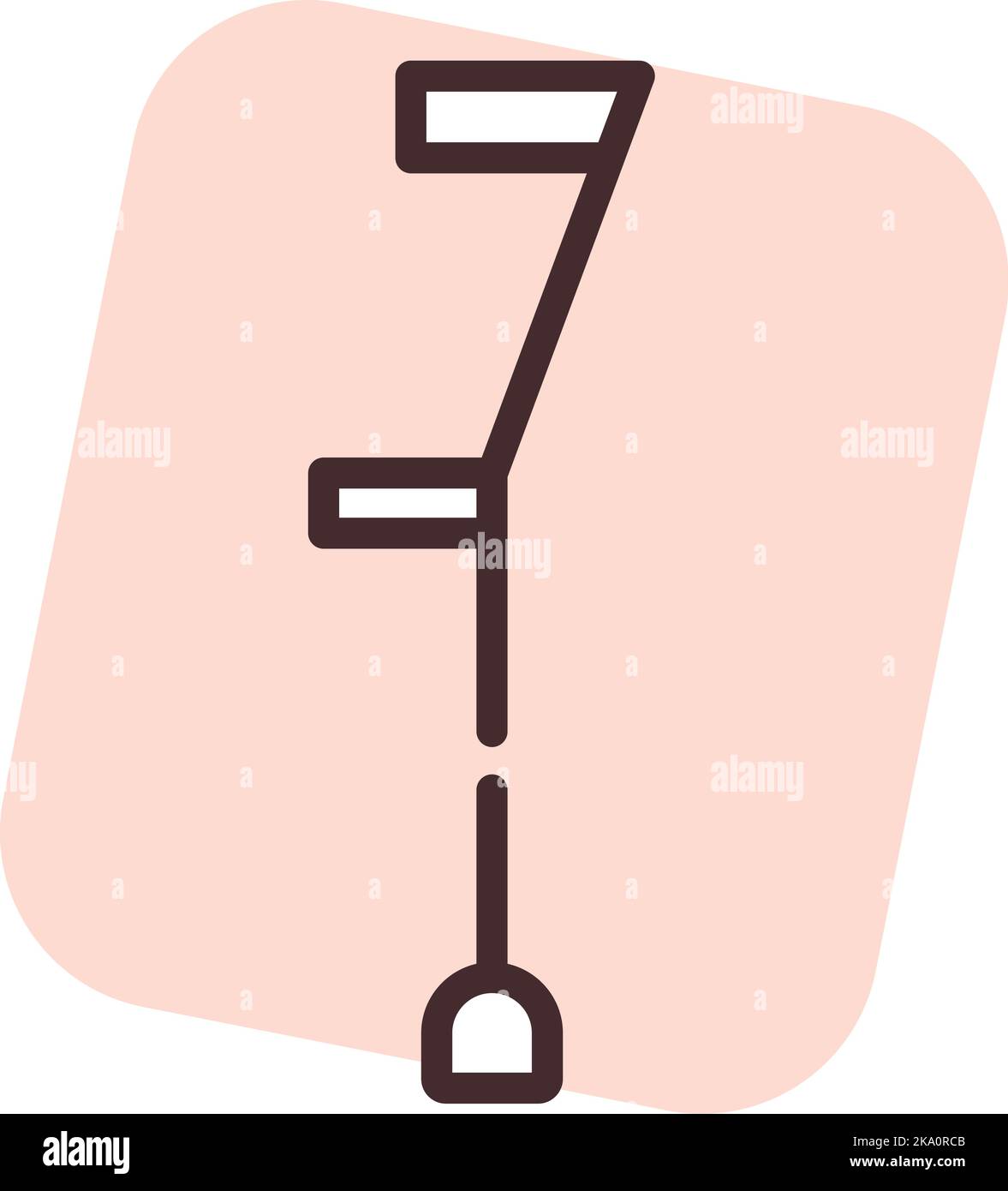 Walking stick aid, illustration or icon, vector on white background. Stock Vector