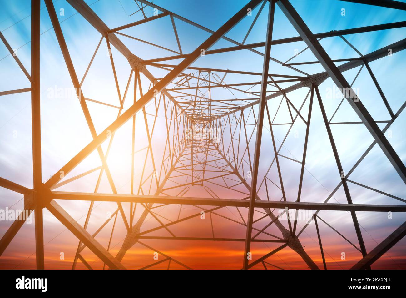 high voltage post.High-voltage tower sky background Stock Photo - Alamy