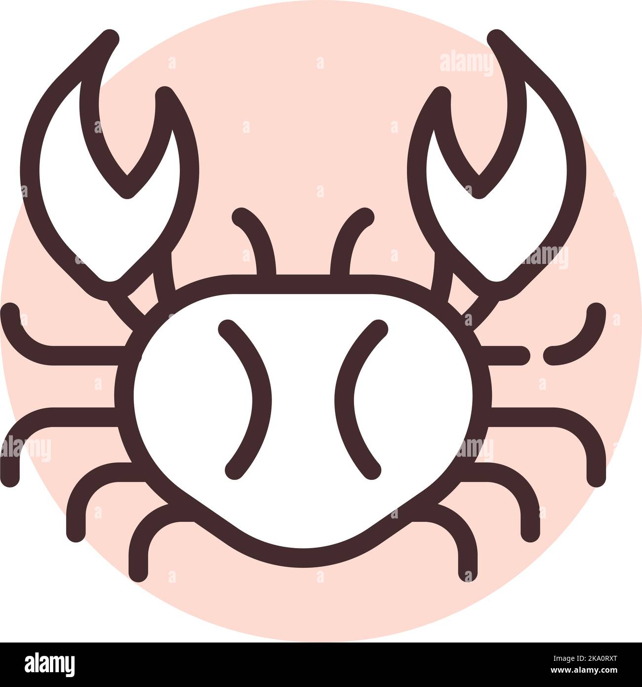 Crab allergy, illustration or icon, vector on white background Stock