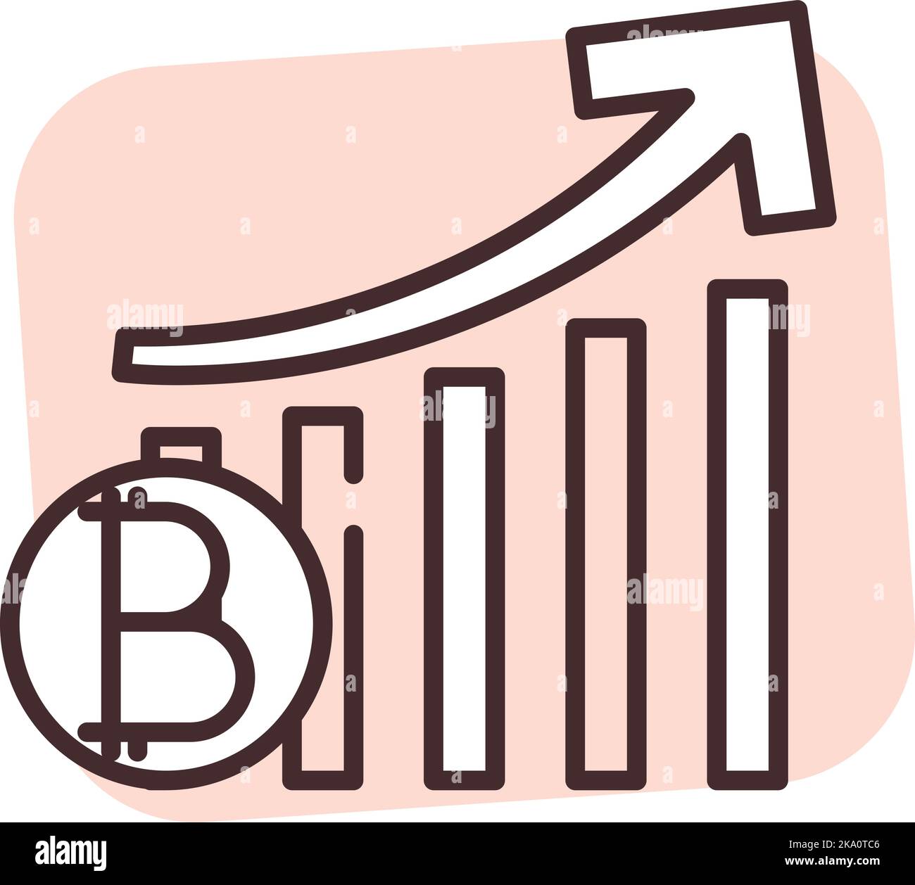 Blockchain increase, illustration or icon, vector on white background. Stock Vector