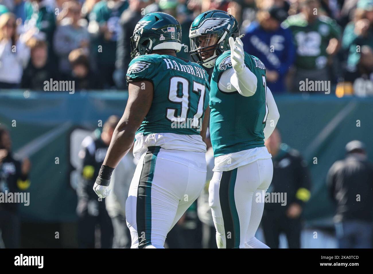 Javon Hargrave 97 Philadelphia Eagles Super Bowl LVII Champions 2 Stars Men  Game Jersey - Black - Bluefink