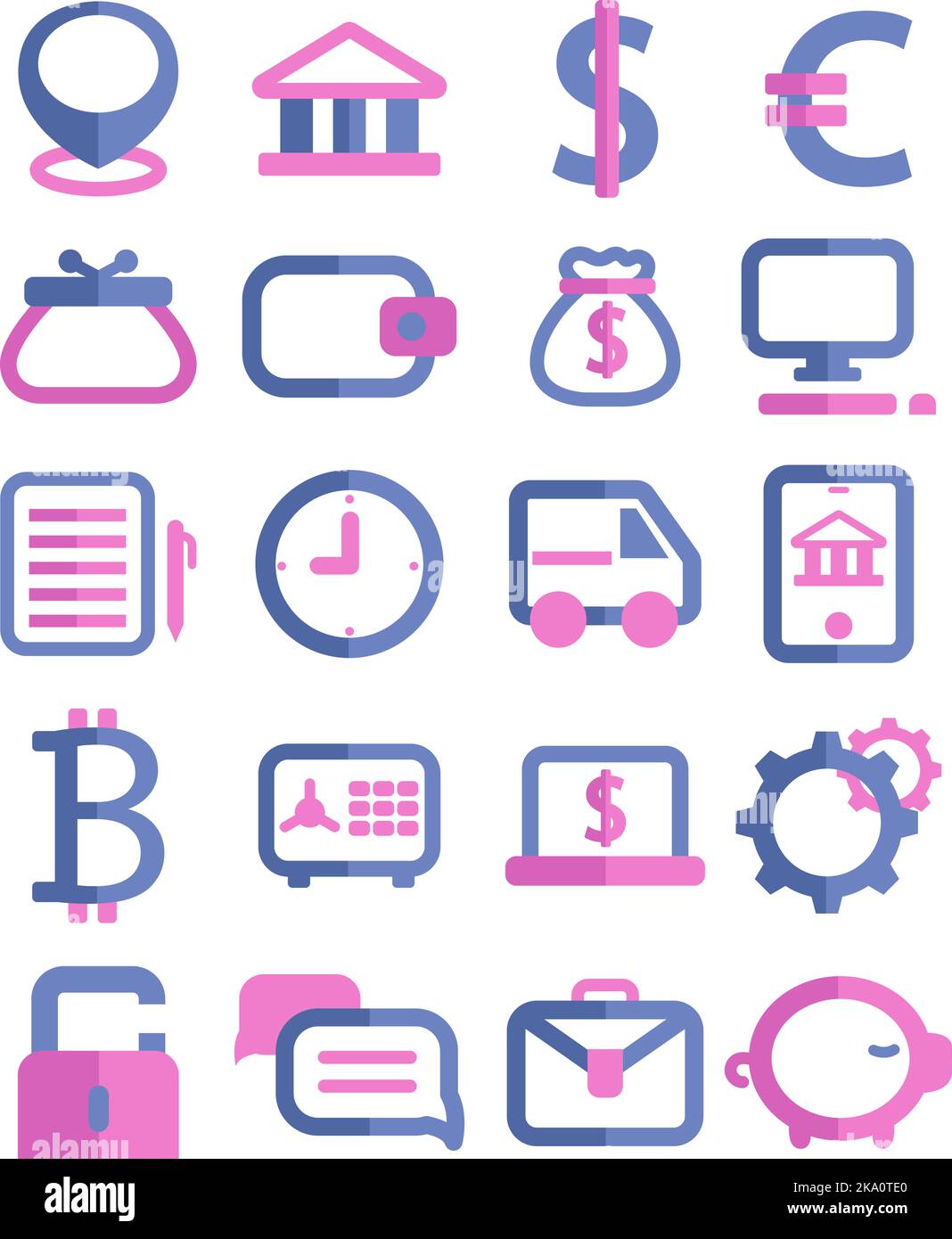 Banking icon set, illustration or icon, vector on white background ...