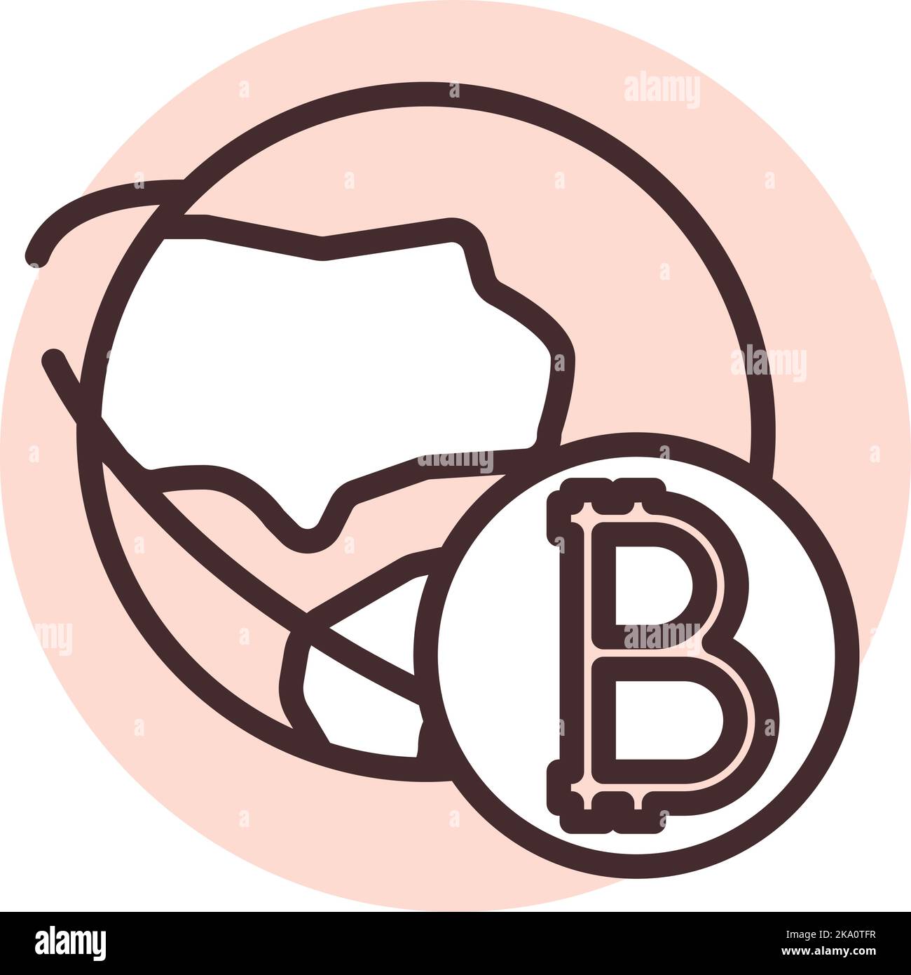 Blockchain global currency, illustration or icon, vector on white background. Stock Vector