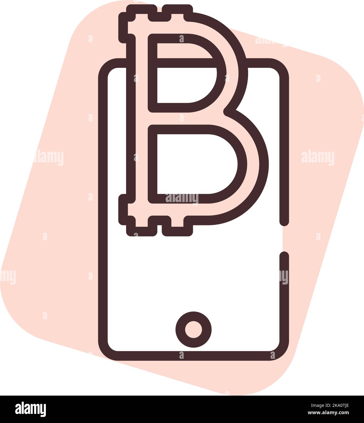 Blockchain mobile, illustration or icon, vector on white background. Stock Vector