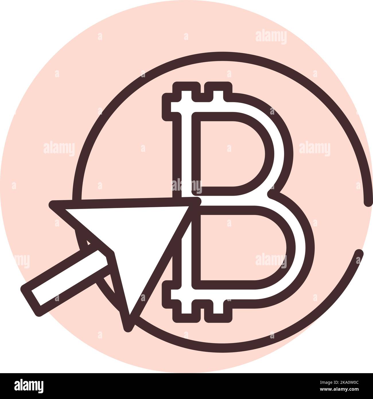 Blockchain click, illustration or icon, vector on white background ...