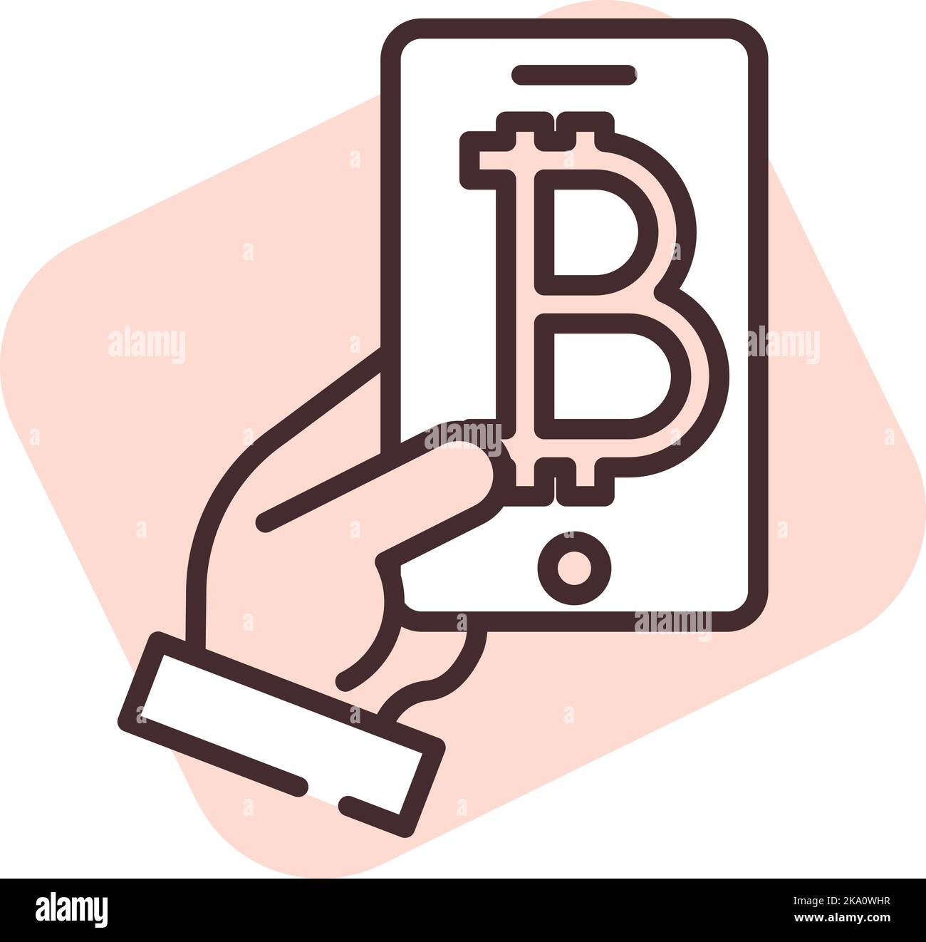 Blockchain mobile, illustration or icon, vector on white background. Stock Vector
