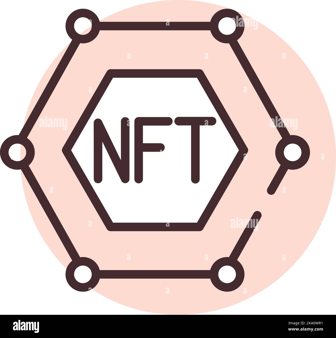 Blockchain chain NFT, illustration or icon, vector on white background. Stock Vector
