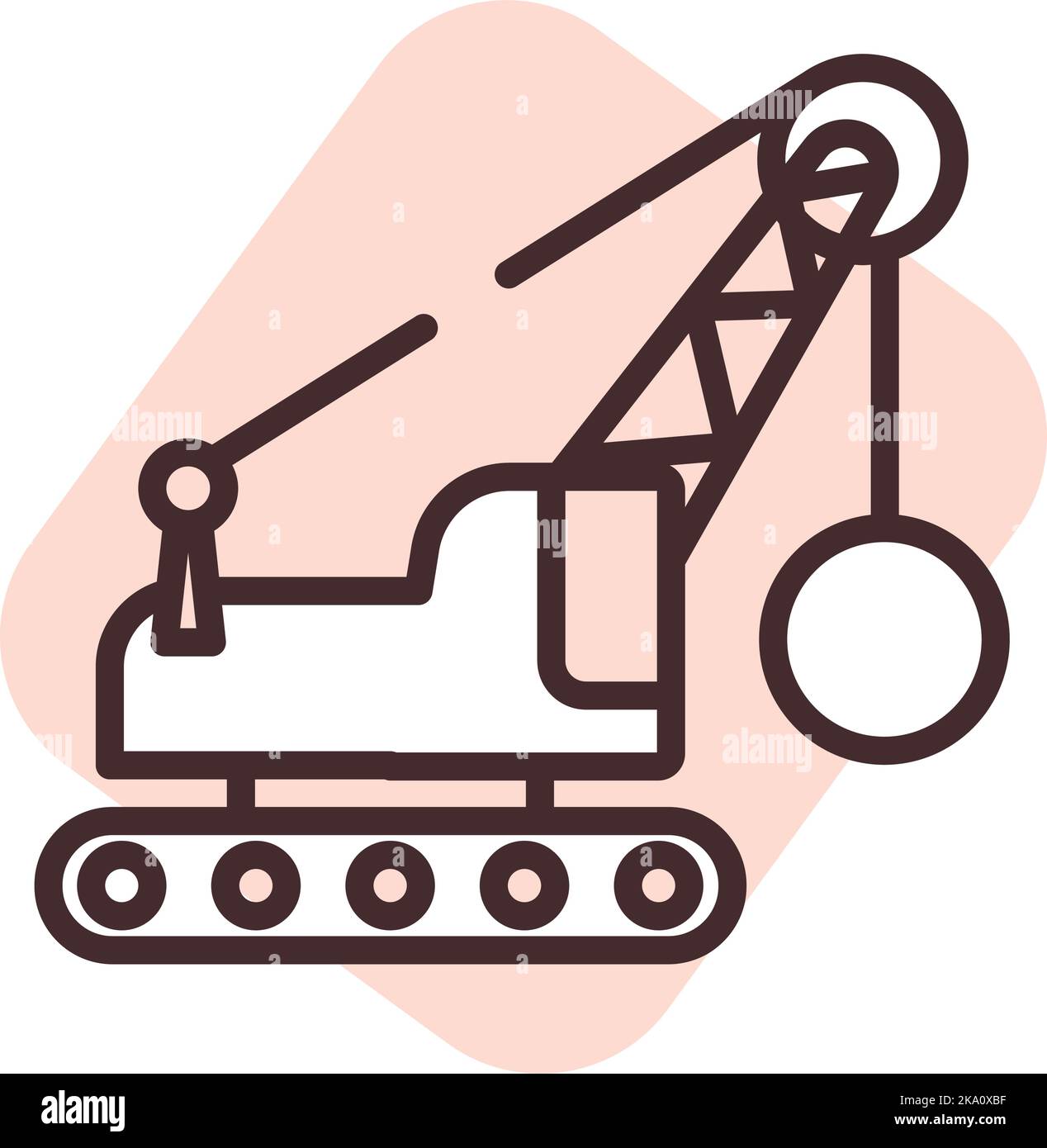Construction wrecking ball crane, illustration or icon, vector on white background. Stock Vector