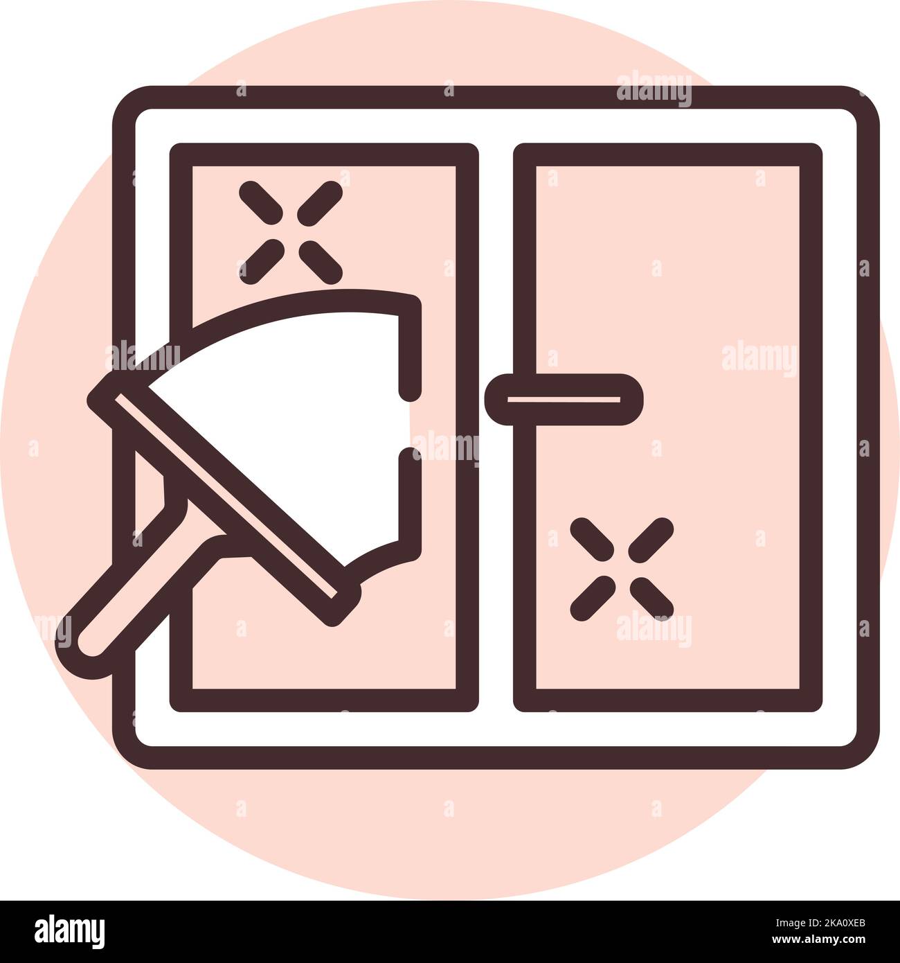 Cleaning glass, illustration or icon, vector on white background Stock