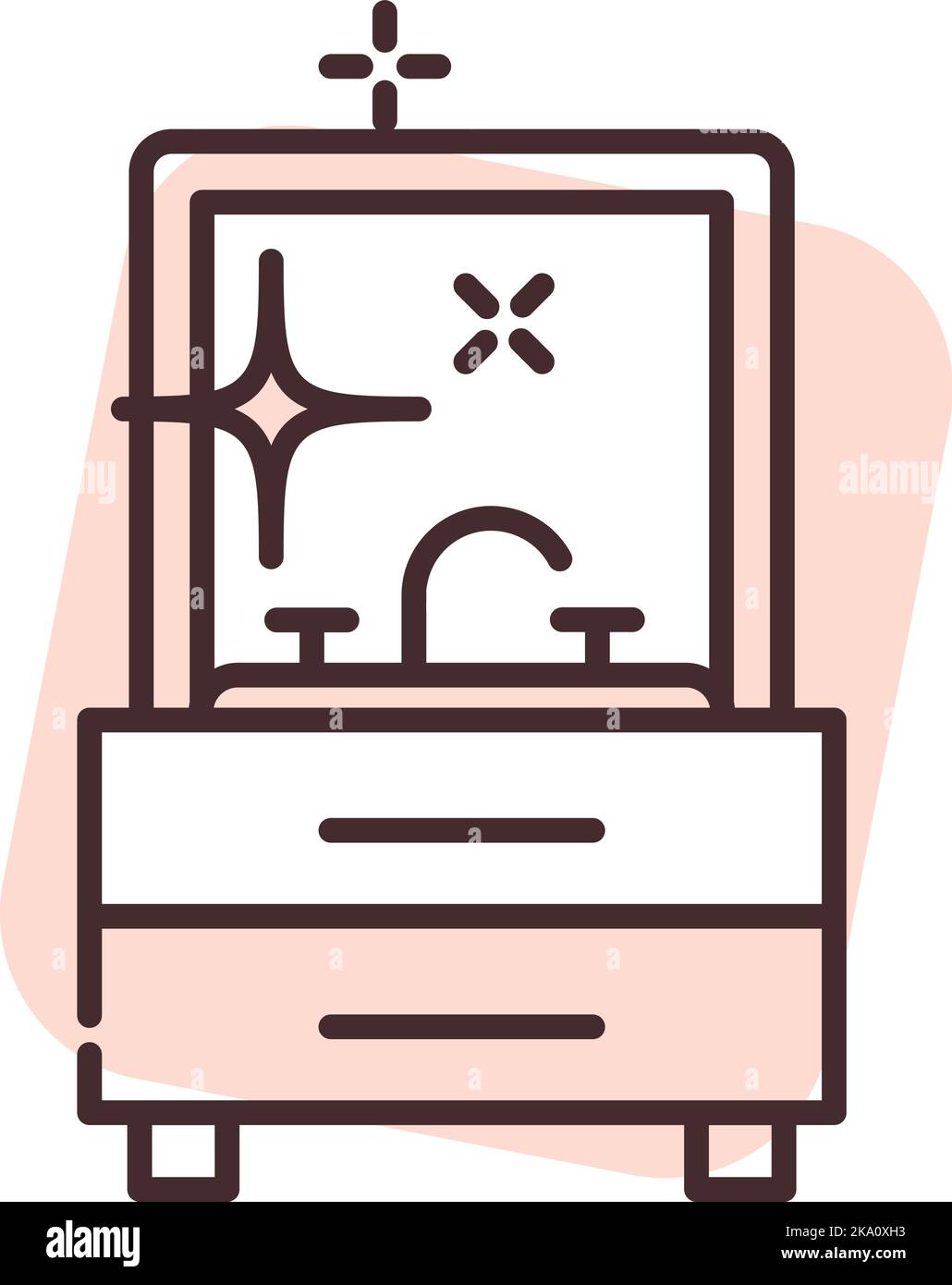 Cleaning toilet sink, illustration or icon, vector on white background