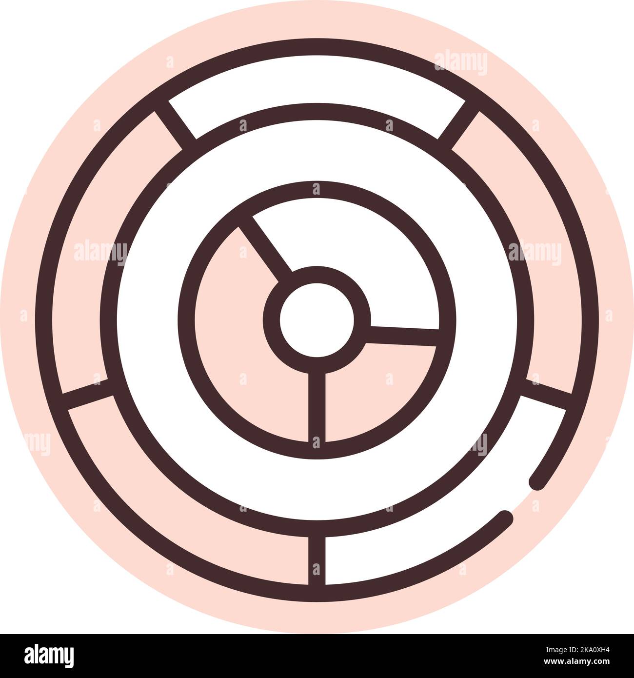 Chart pie, illustration or icon, vector on white background. Stock Vector