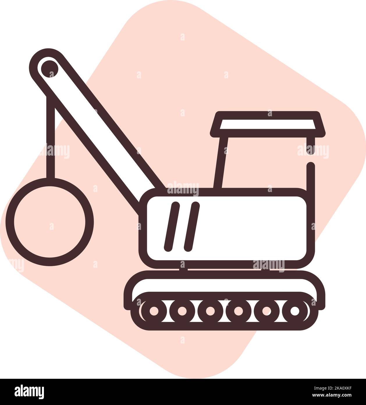 Construction wrecking ball; illustration or icon; vector on white background. Stock Vector