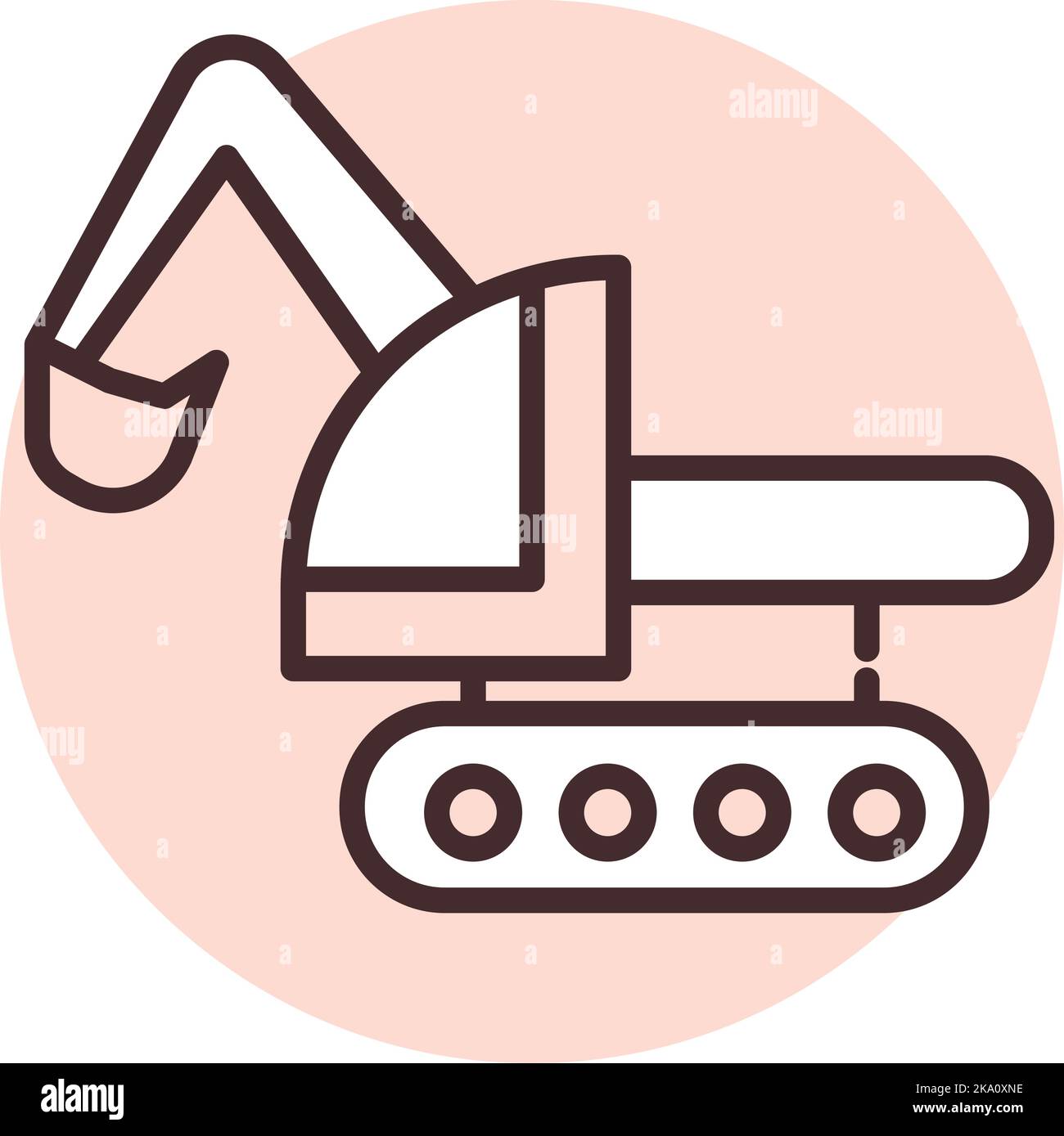 Construction loader bulldozer; illustration or icon; vector on white background. Stock Vector