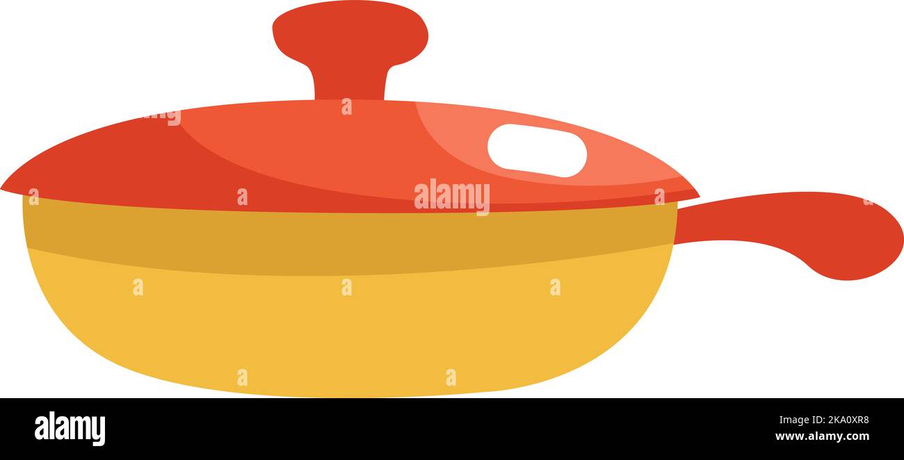 Cooking frying pan, illustration or icon, vector on white background ...