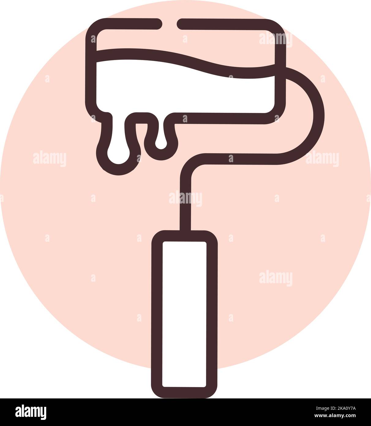 Construction paint roller; illustration or icon; vector on white background. Stock Vector
