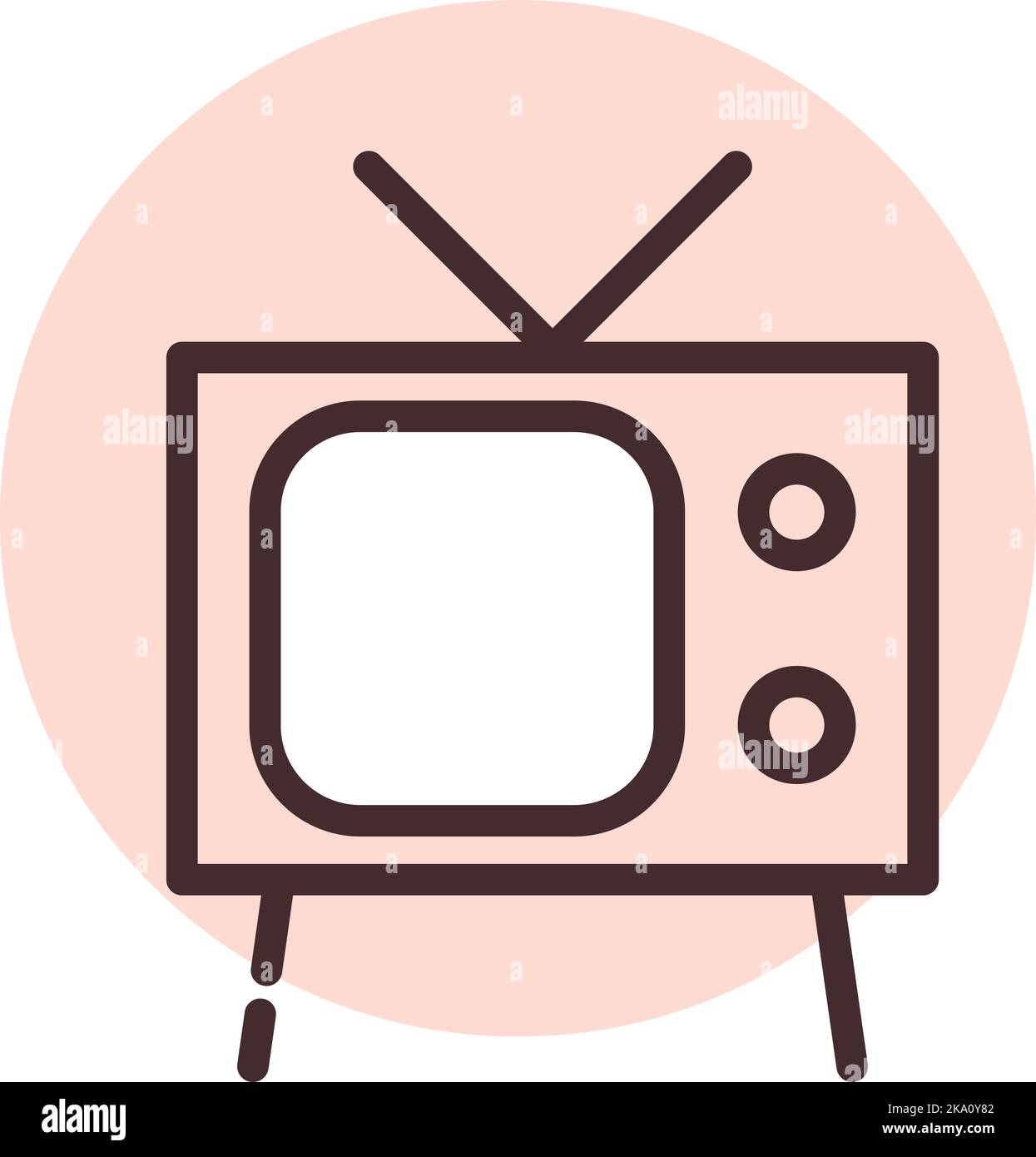 Electronics old TV, illustration or icon, vector on white background. Stock Vector