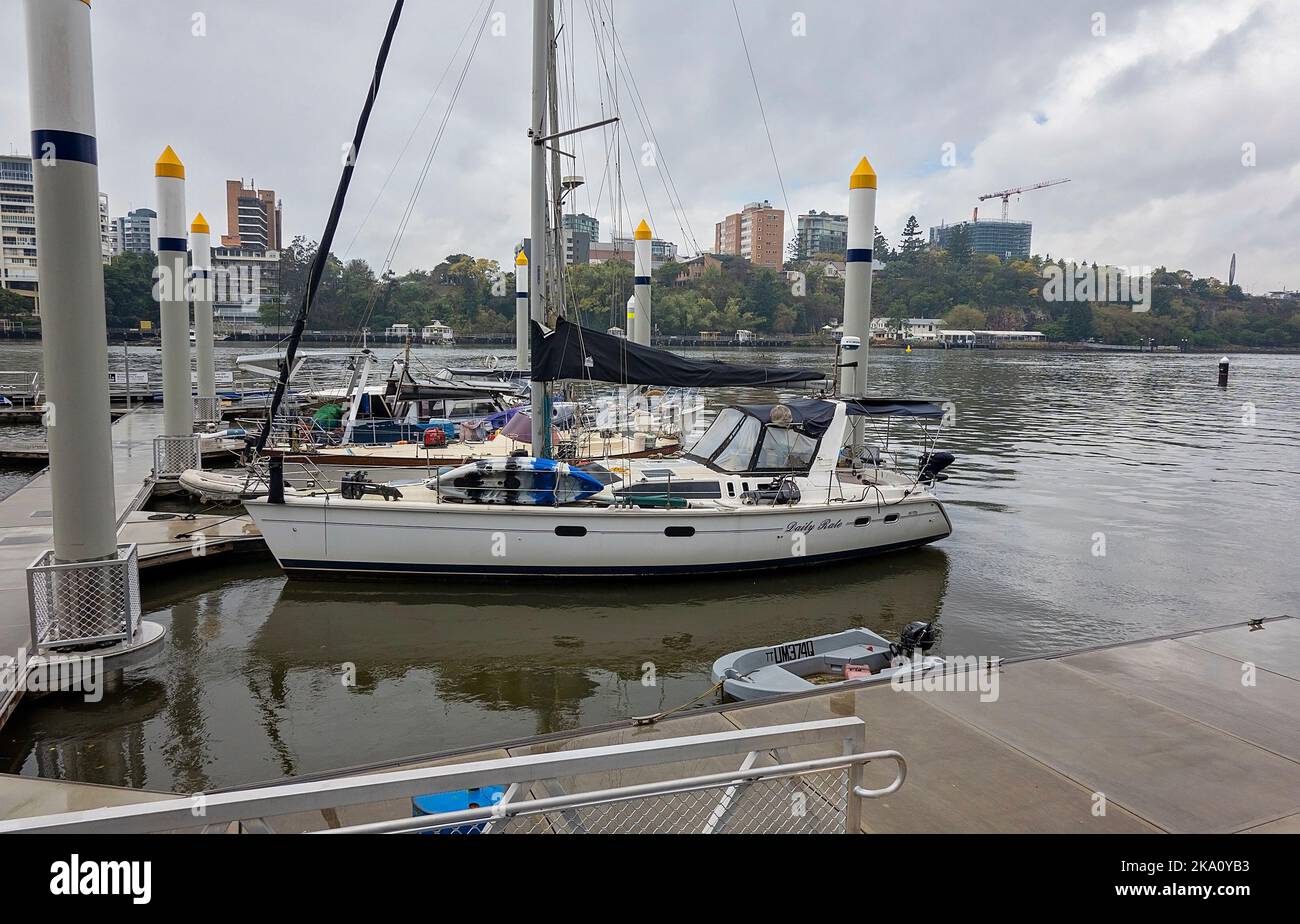 Brisbane, Queensland, Australia August 2022 Sailing boats moored on
