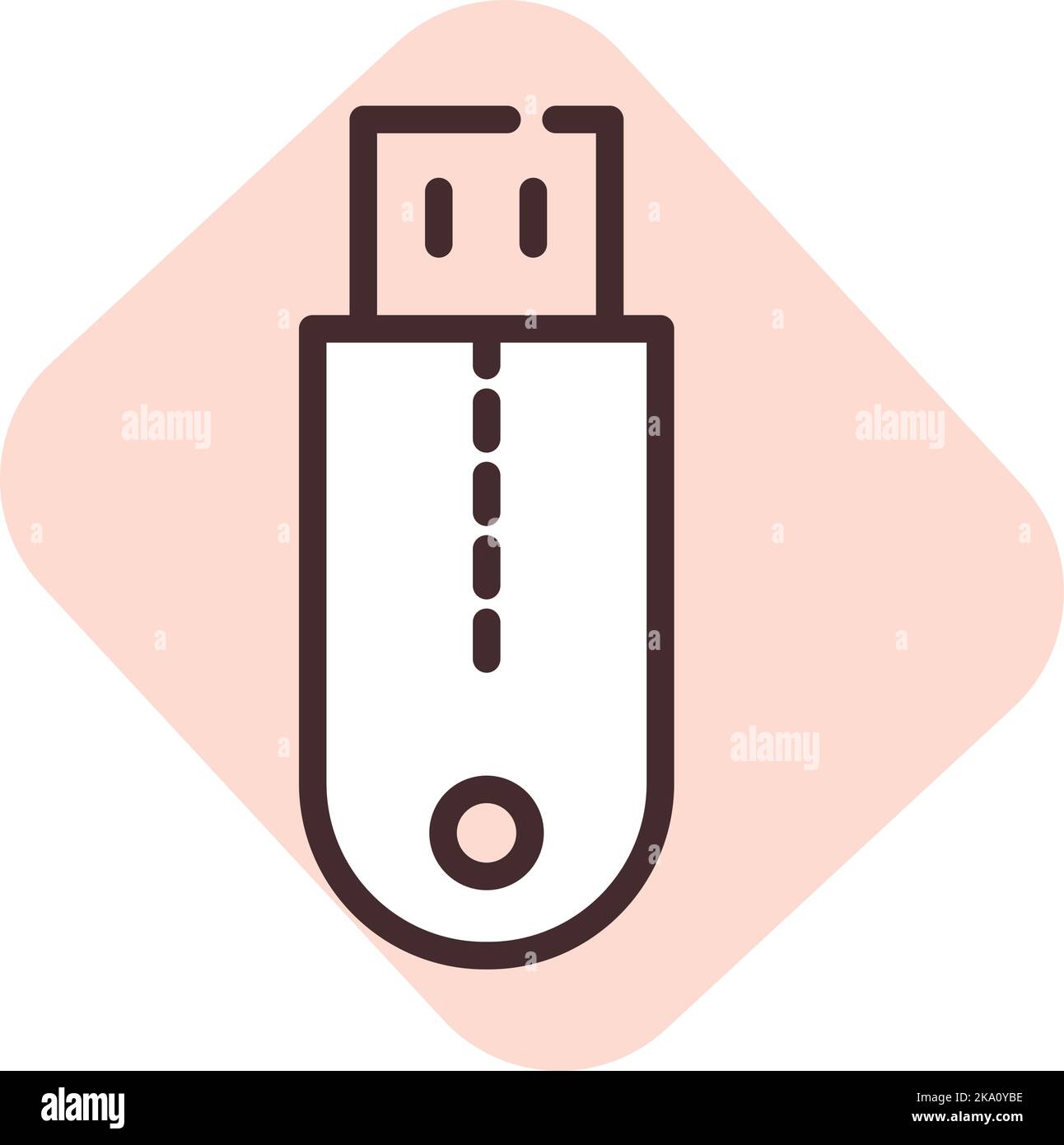 Electronics computer USB, illustration or icon, vector on white background. Stock Vector