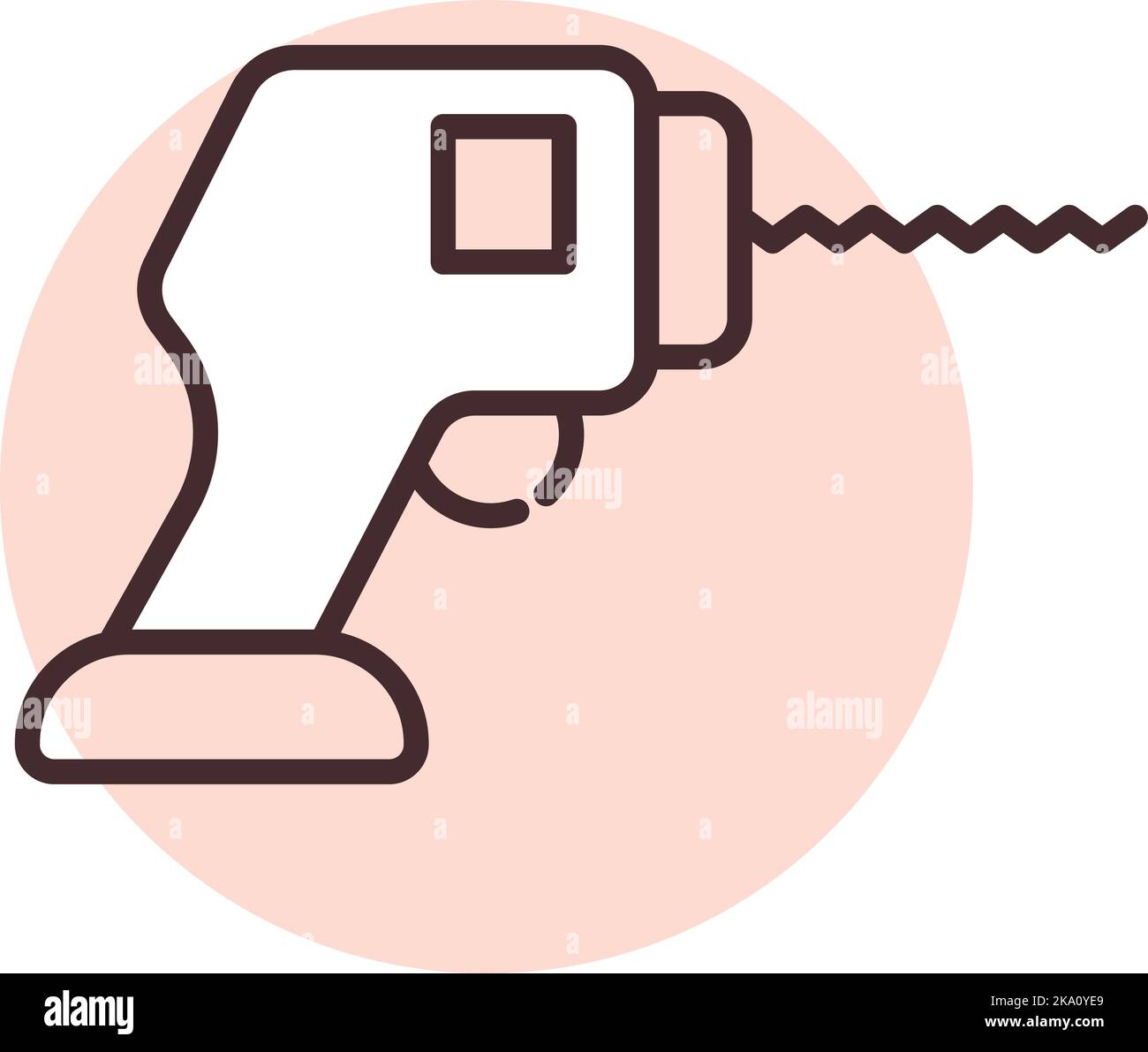 Construction equipment drill, illustration or icon, vector on white background. Stock Vector