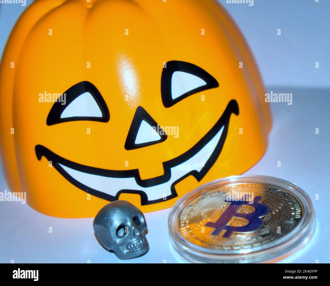 Glasgow, Scotland, UK 31st  October, 2022.   Conceptual picture of current news story Bitcoin surges over Halloween weekend . Credit Gerard Ferry/Alamy Live News Stock Photo