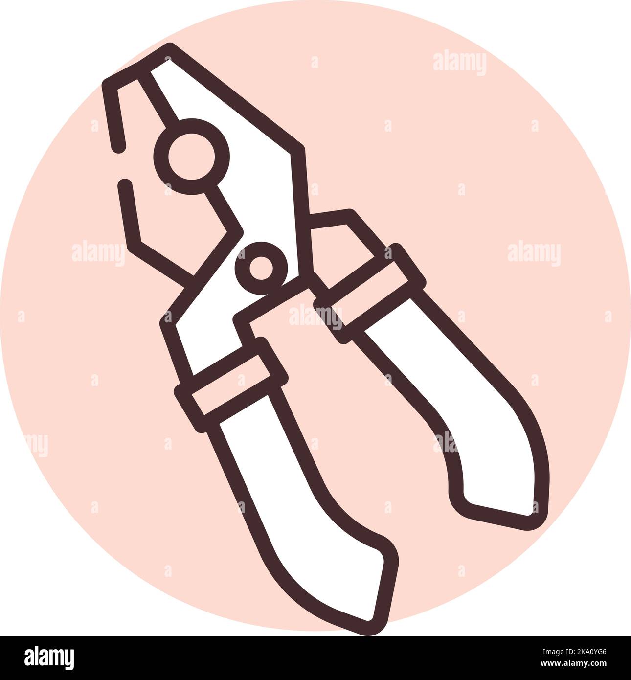 Construction equipment pliers, illustration or icon, vector on white background. Stock Vector
