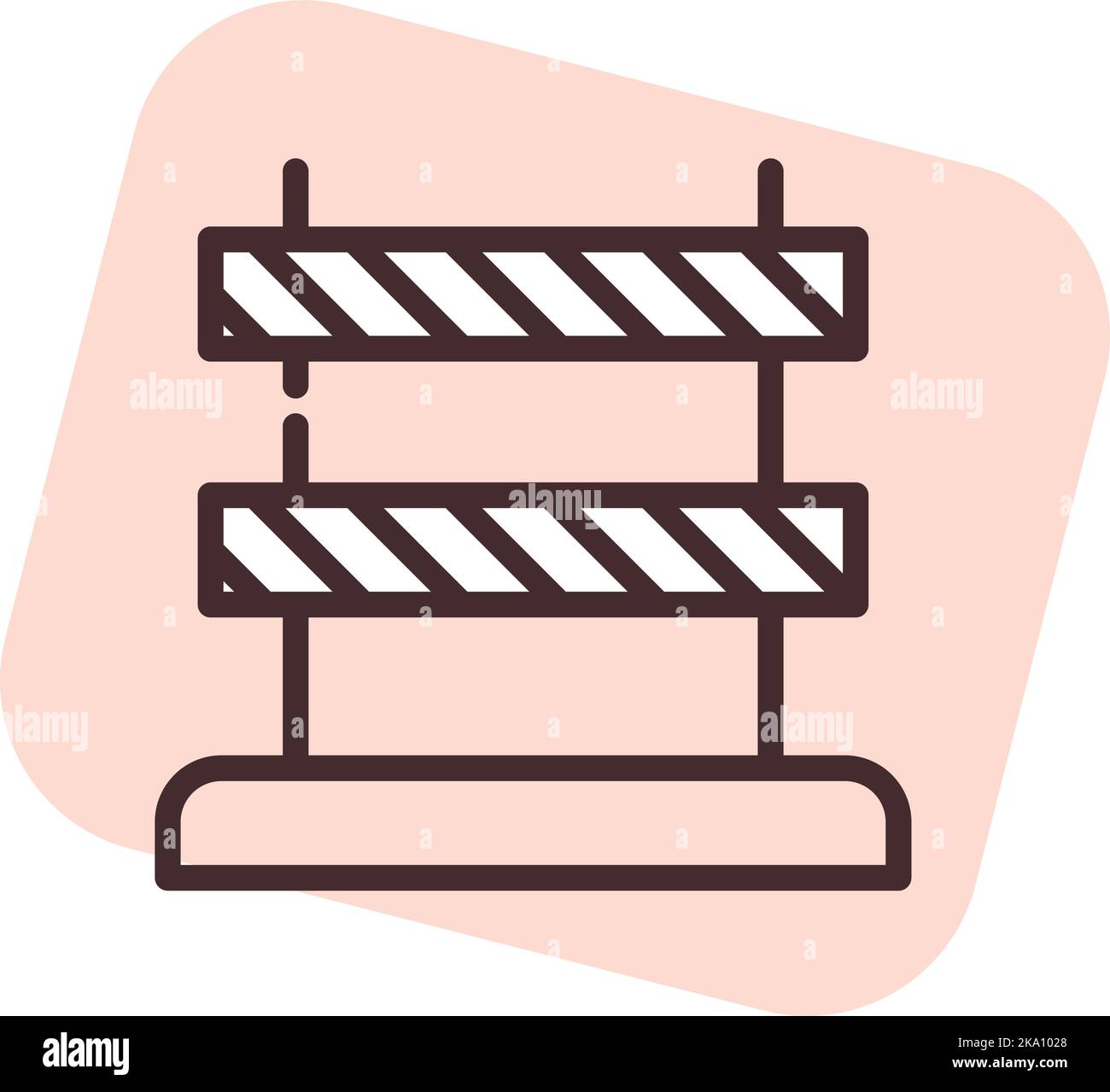 Construction equipment barrier, illustration or icon, vector on white background. Stock Vector
