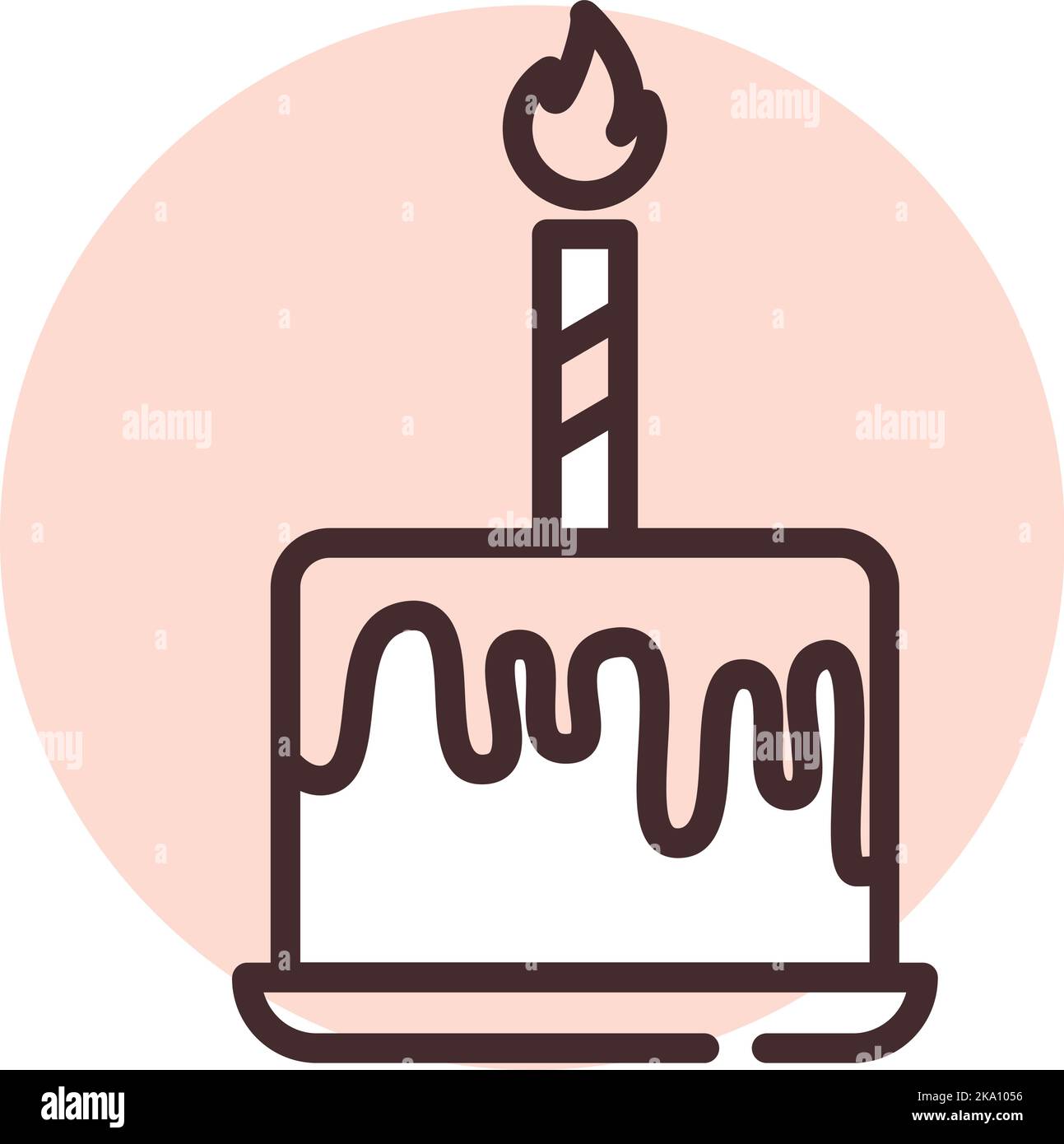 Event birthday cake, illustration or icon, vector on white background. Stock Vector