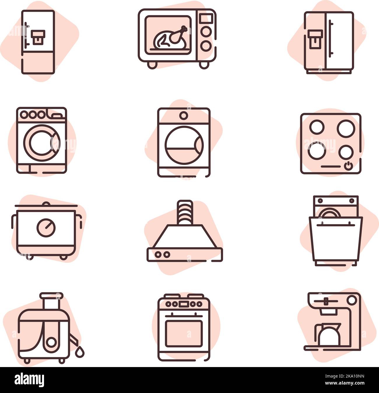 Home supplies icon set, illustration or icon, vector on white background. Stock Vector