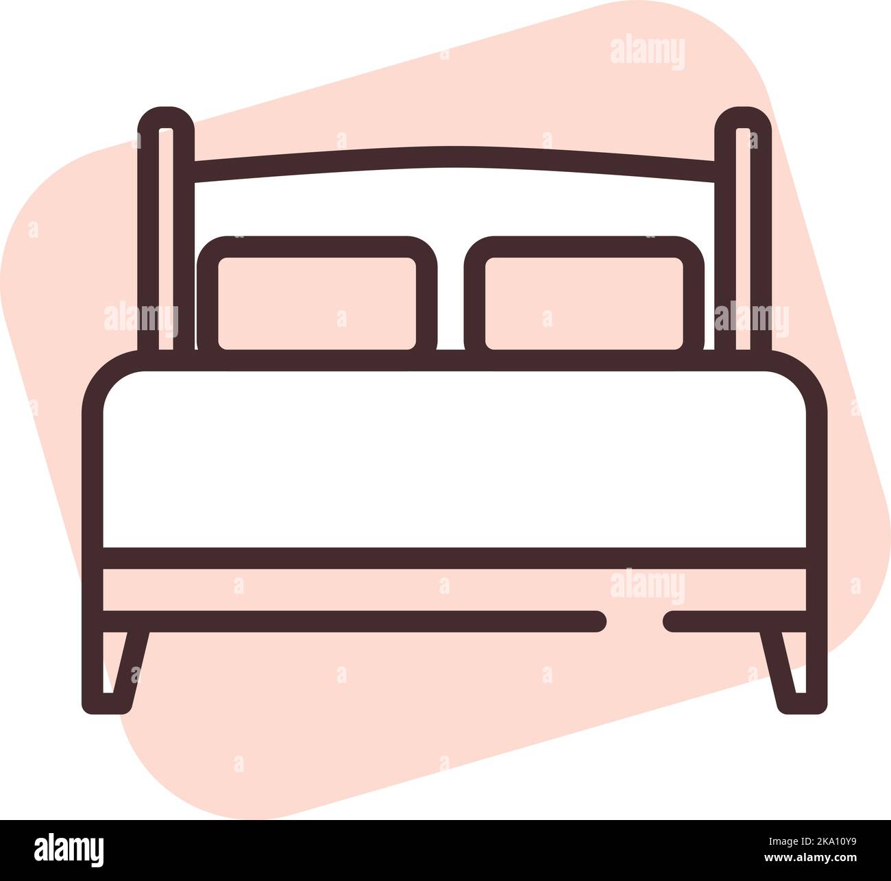 Furniture double bed, illustration or icon, vector on white background ...