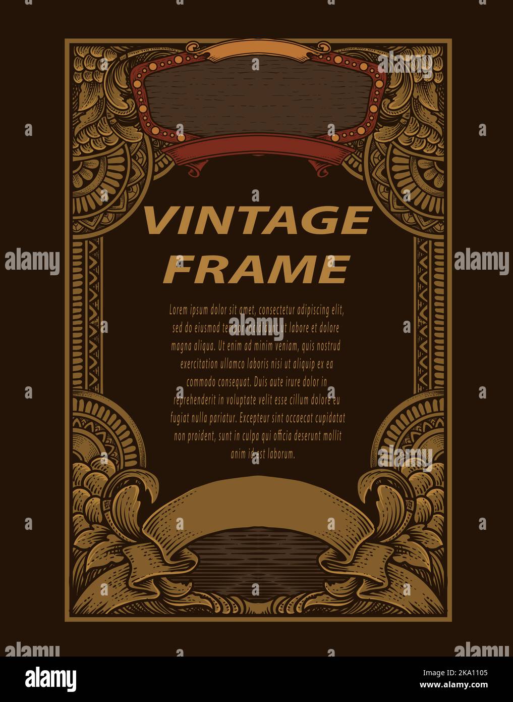 Vintage frames in baroque antique style. engraving retro frames