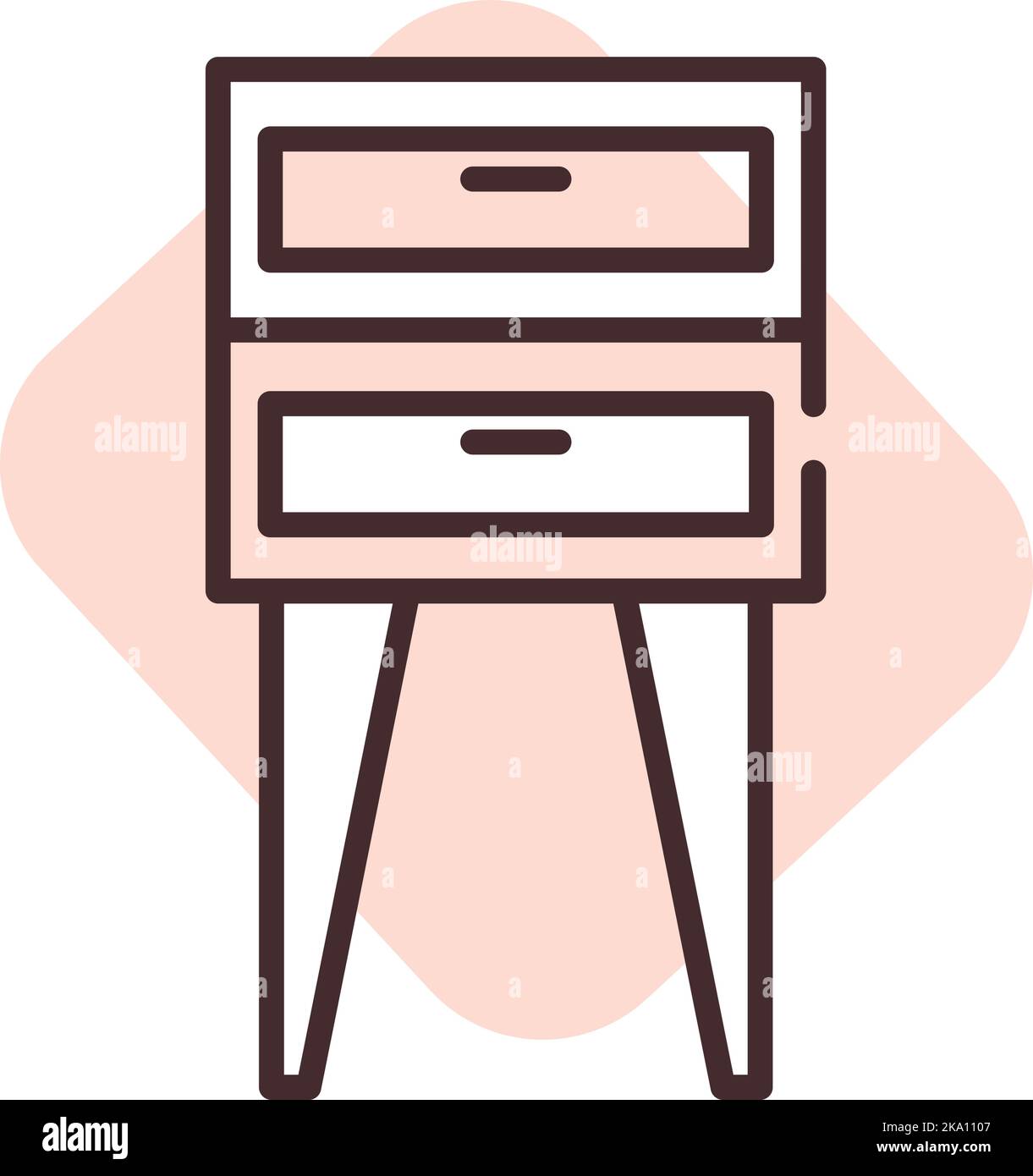 Furniture bedside table, illustration or icon, vector on white background. Stock Vector