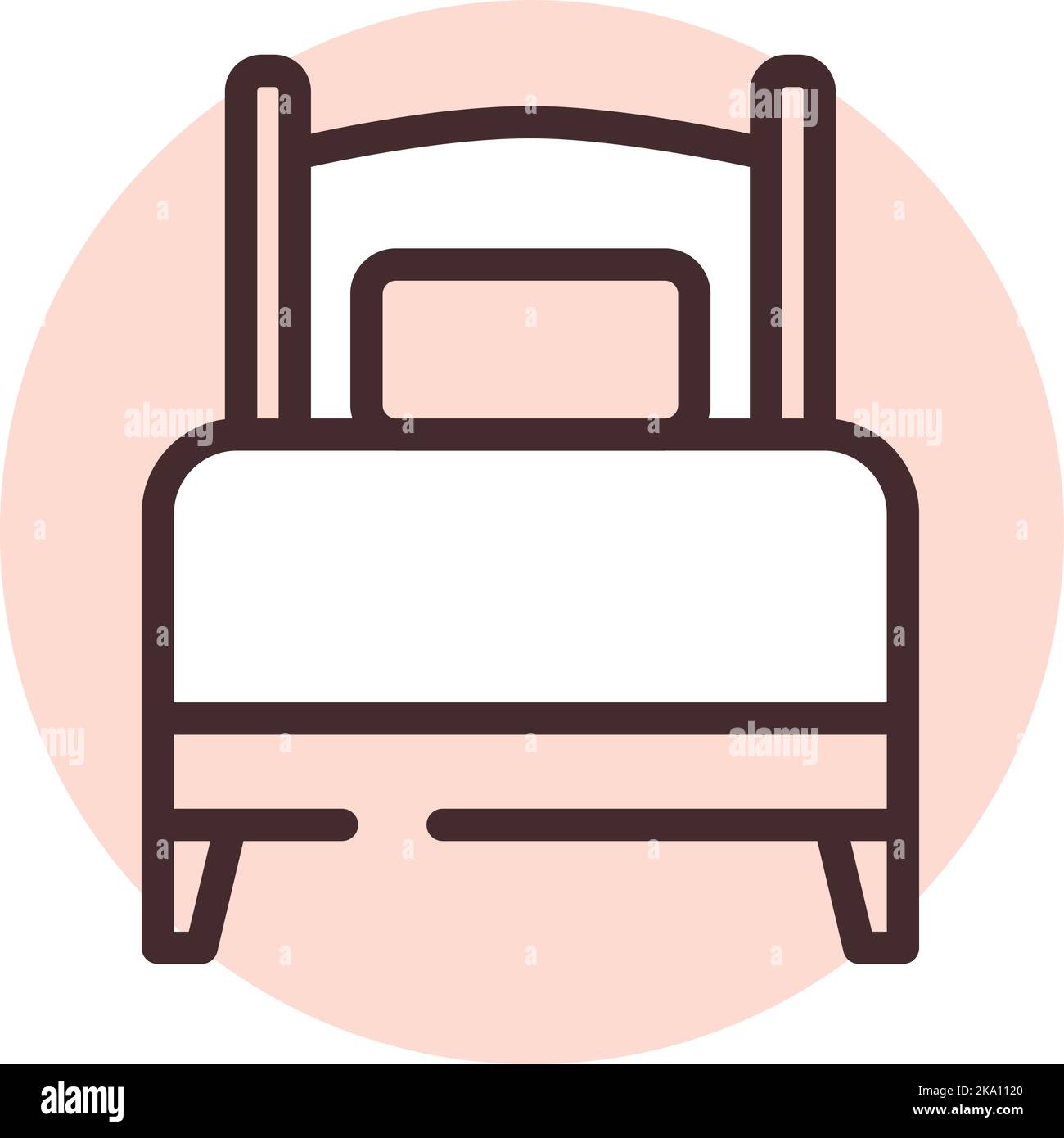 Furniture single bed, illustration or icon, vector on white background. Stock Vector