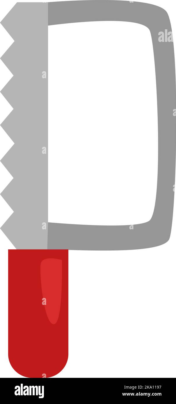 Instrument hacksaw, illustration or icon, vector on white background. Stock Vector