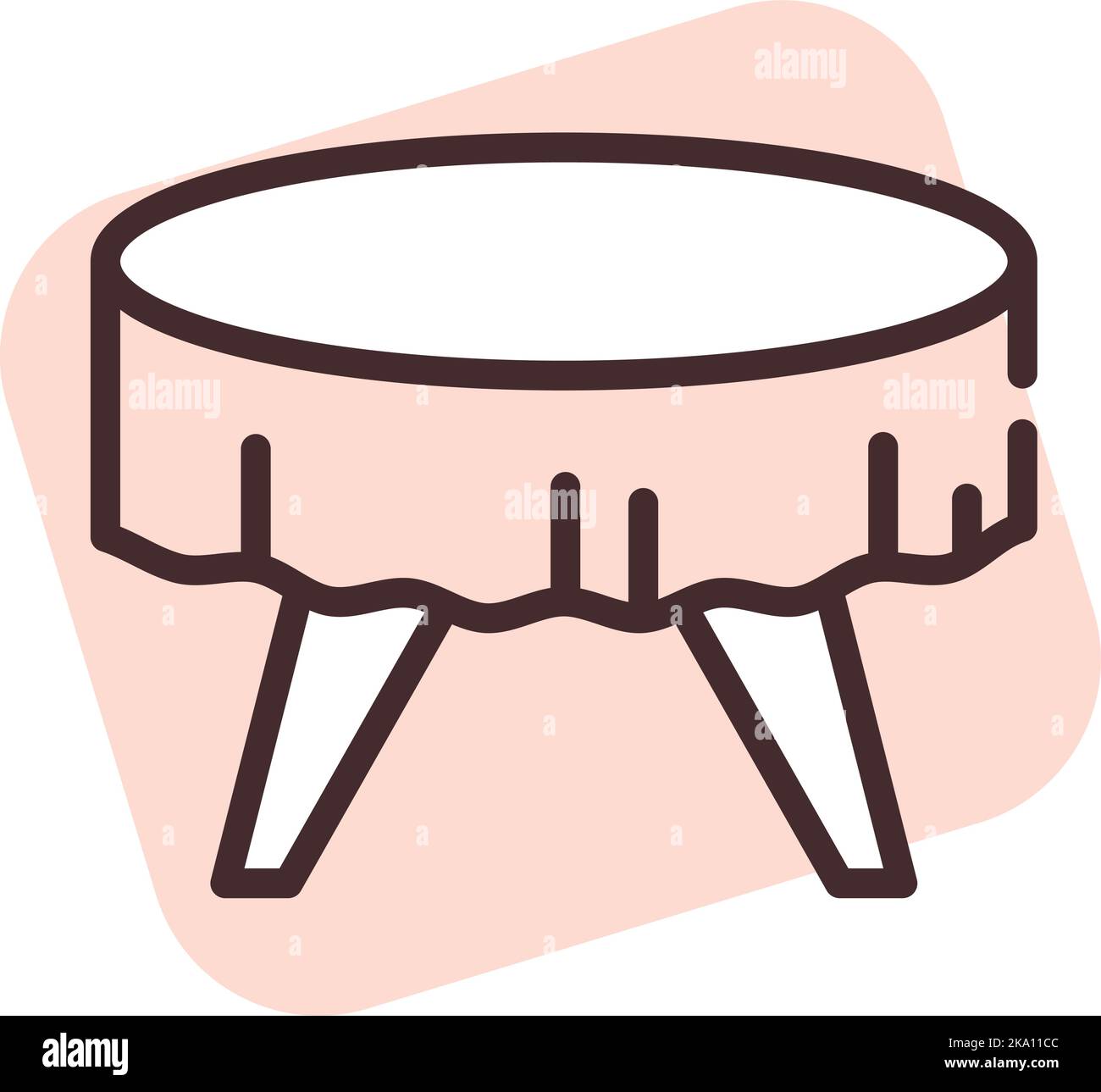 Home textile round table cloth, illustration or icon, vector on white background. Stock Vector