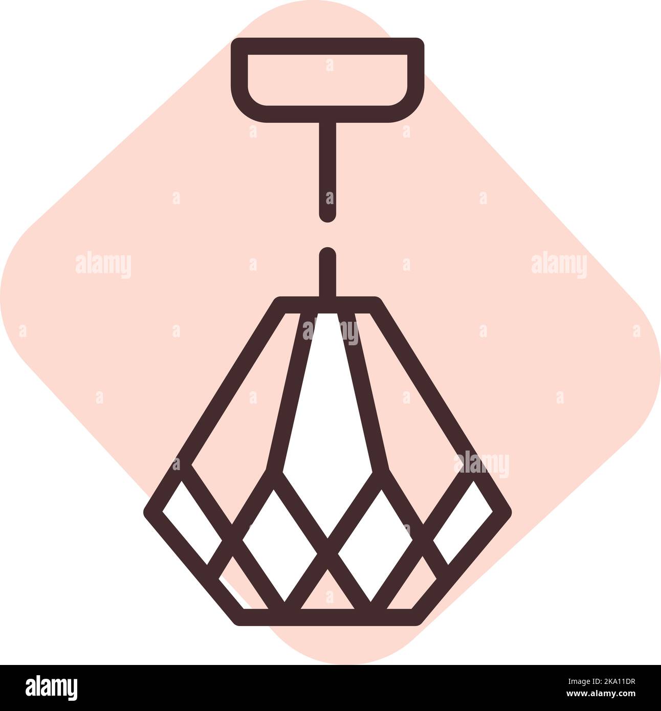 Diamond ceiling lamp, illustration or icon, vector on white background. Stock Vector
