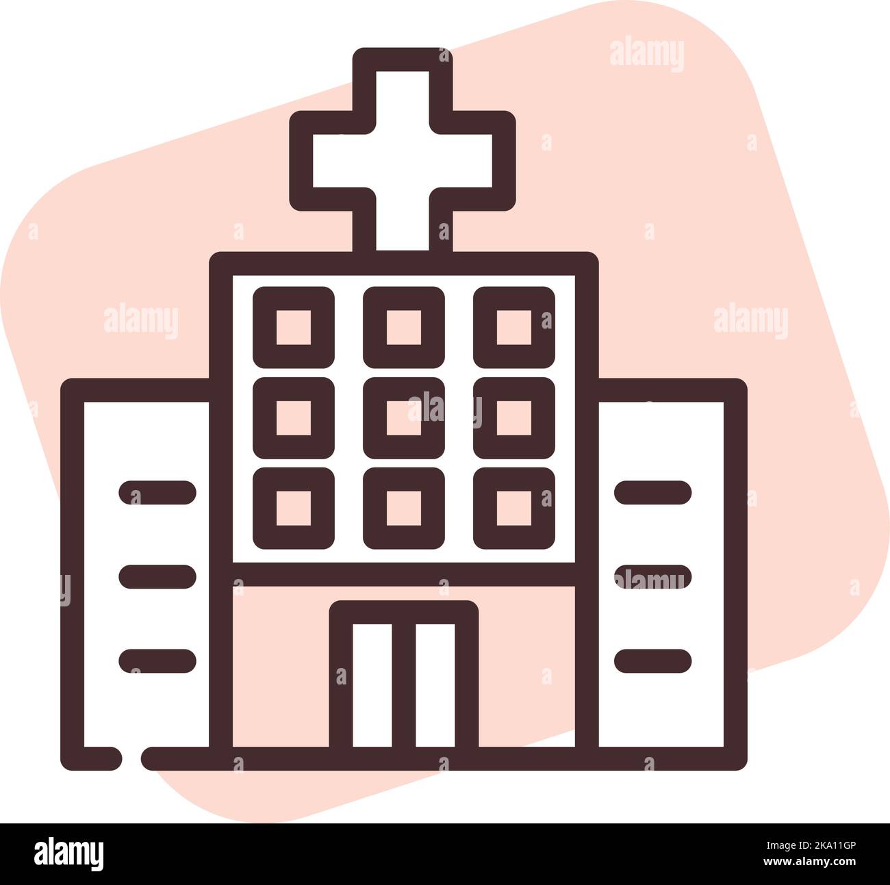 Hospital building, illustration or icon, vector on white background ...