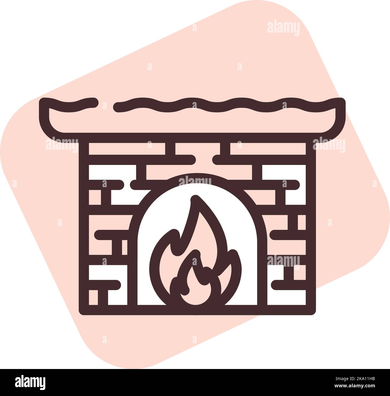 Light fireplace, illustration or icon, vector on white background. Stock Vector