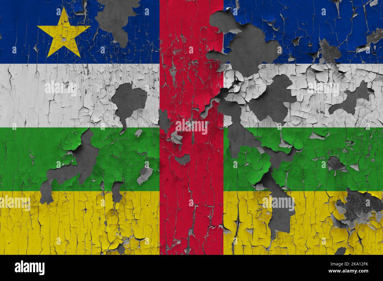 3D Flag of Central African Republic on an old stone wall background ...