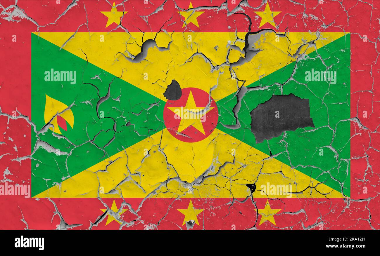 3D Flag of Grenada on an old stone wall background Stock Photo - Alamy