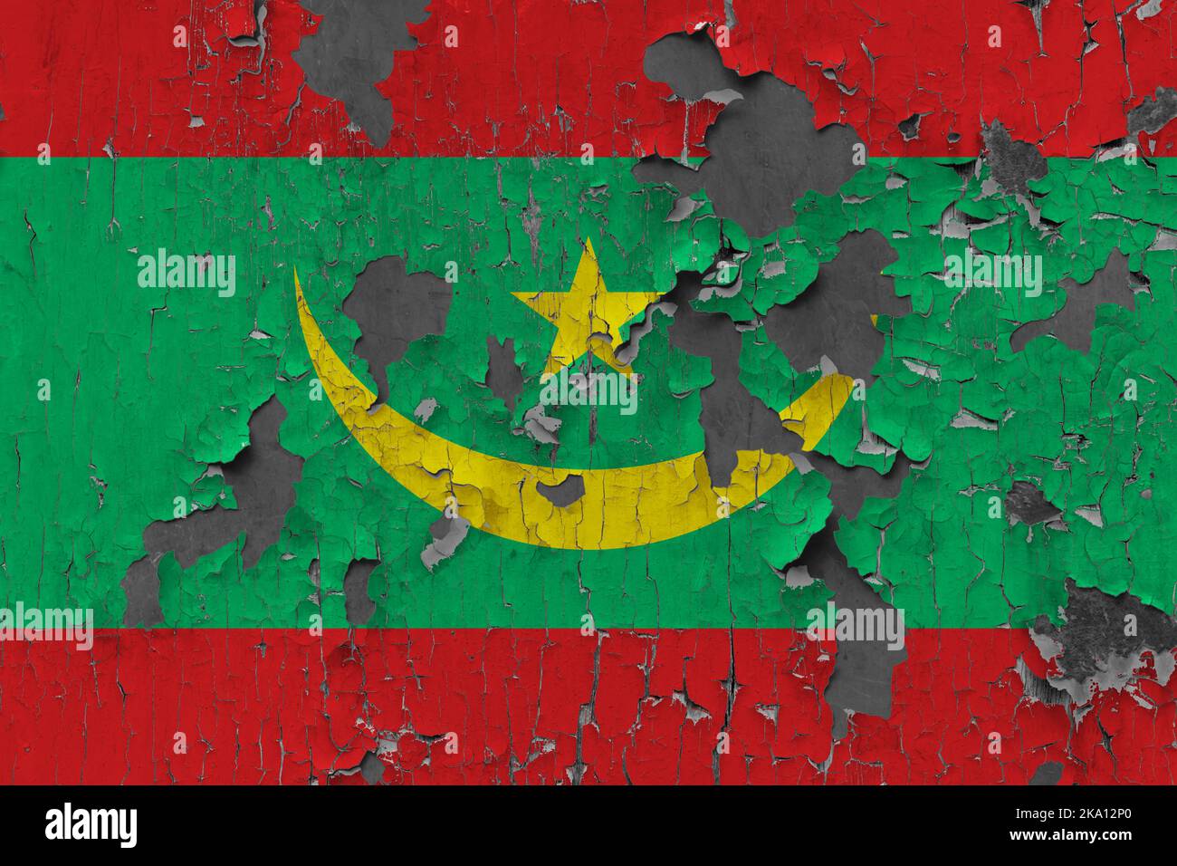 3D Flag of Mauritania on an old stone wall background Stock Photo - Alamy