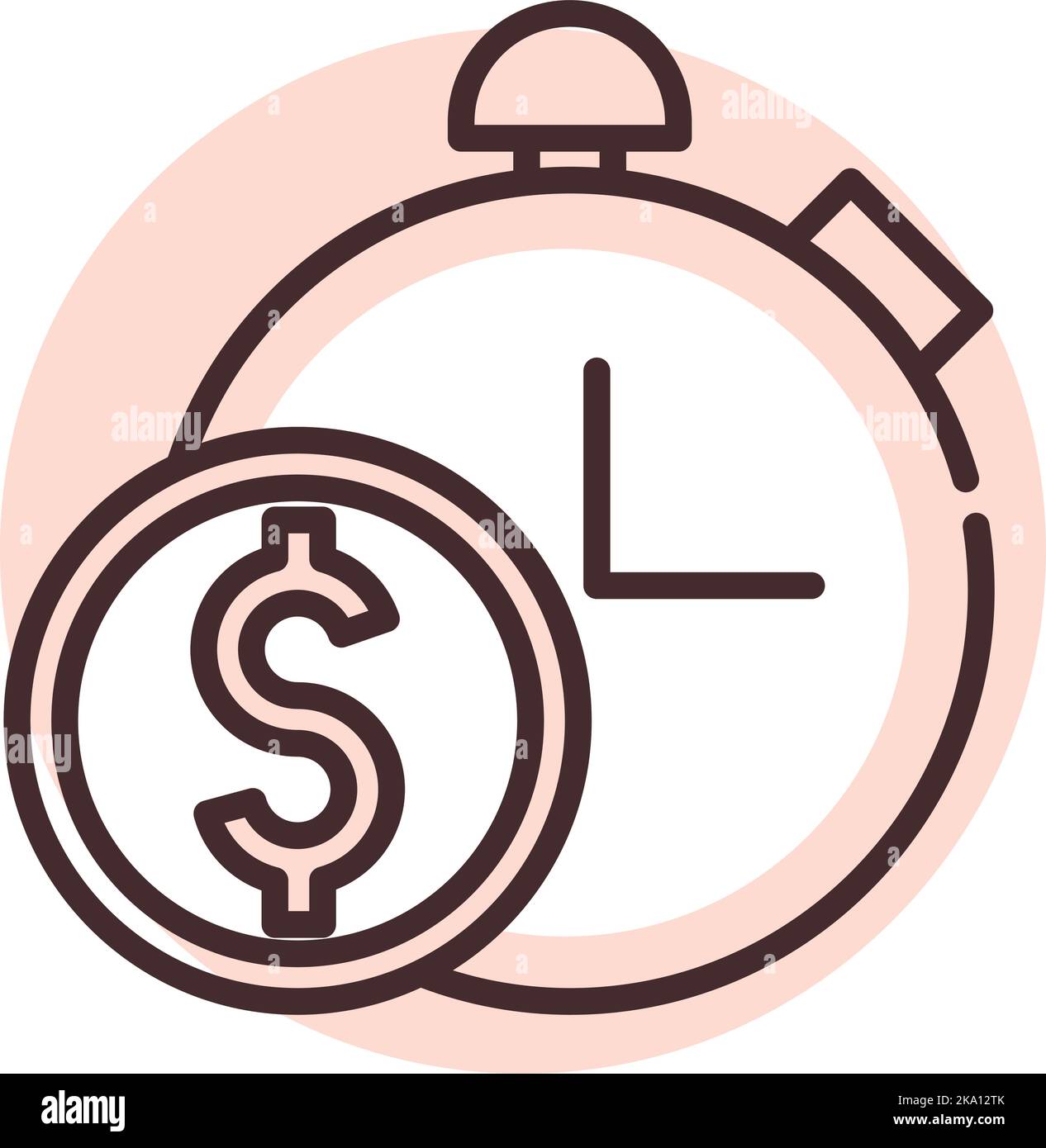Money time, illustration or icon, vector on white background. Stock Vector