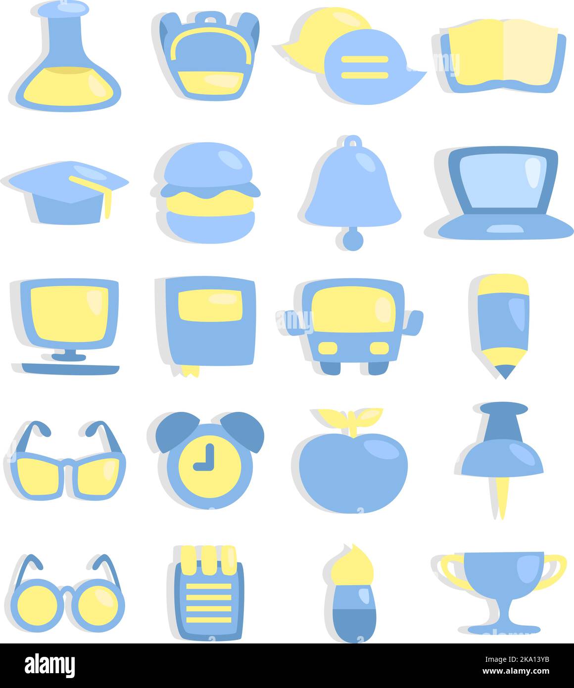 School icon set, illustration or icon, vector on white background Stock ...